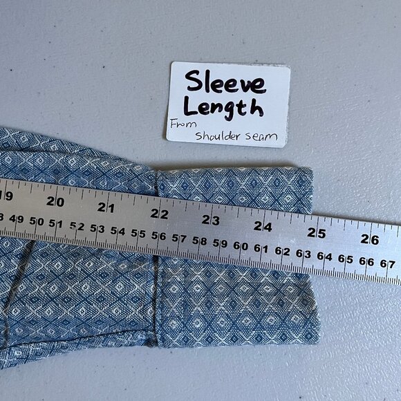 Naked & Famous All Over Print Geometric Button Down Shirt - Men's Size S - Blue - Picture 7 of 9